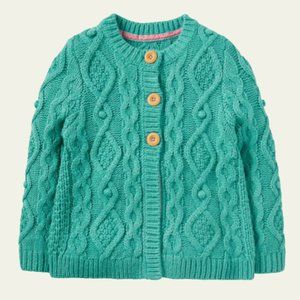 NWT Mini Boden Cable Cardigan in Brooks Blue Size 7-8Y